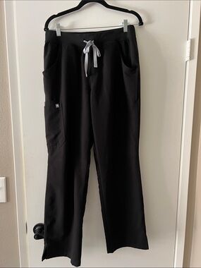 Figs Black Track Pants with Gray Drawstring